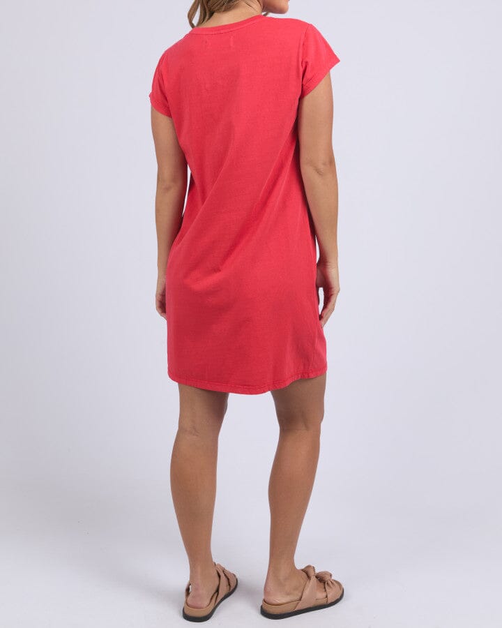 Signature Embroidery Tee Dress Crimson
