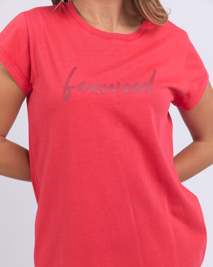 Signature Embroidery Tee Dress Crimson