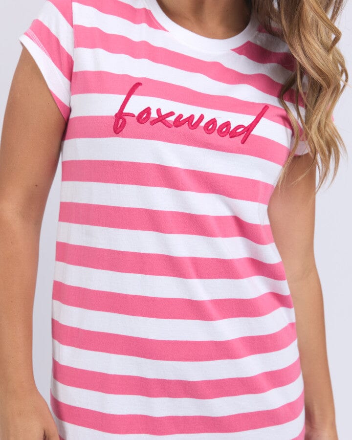 Signature Stripe Tee Dress Hot Pink