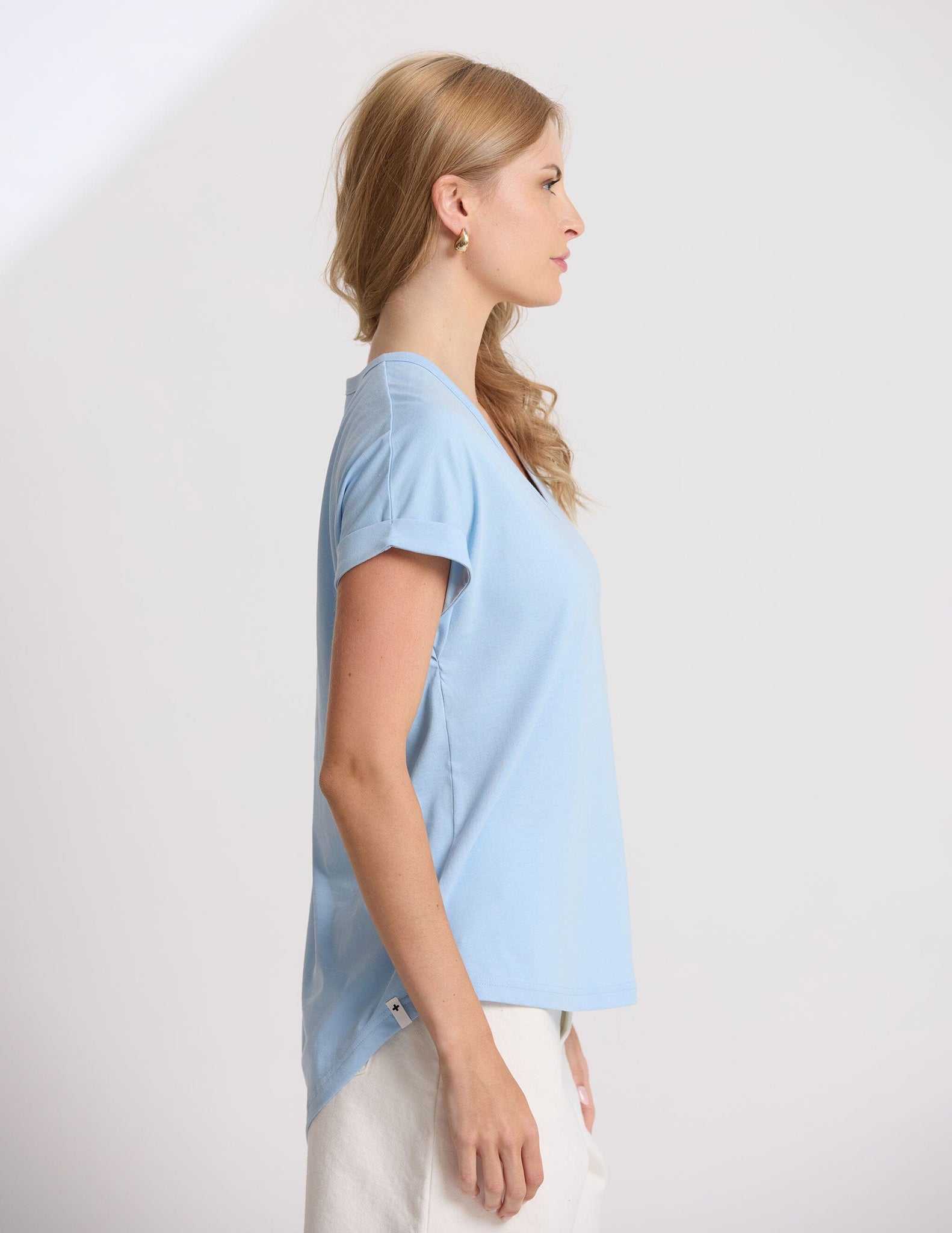 Soho Cuff V Tee Sky