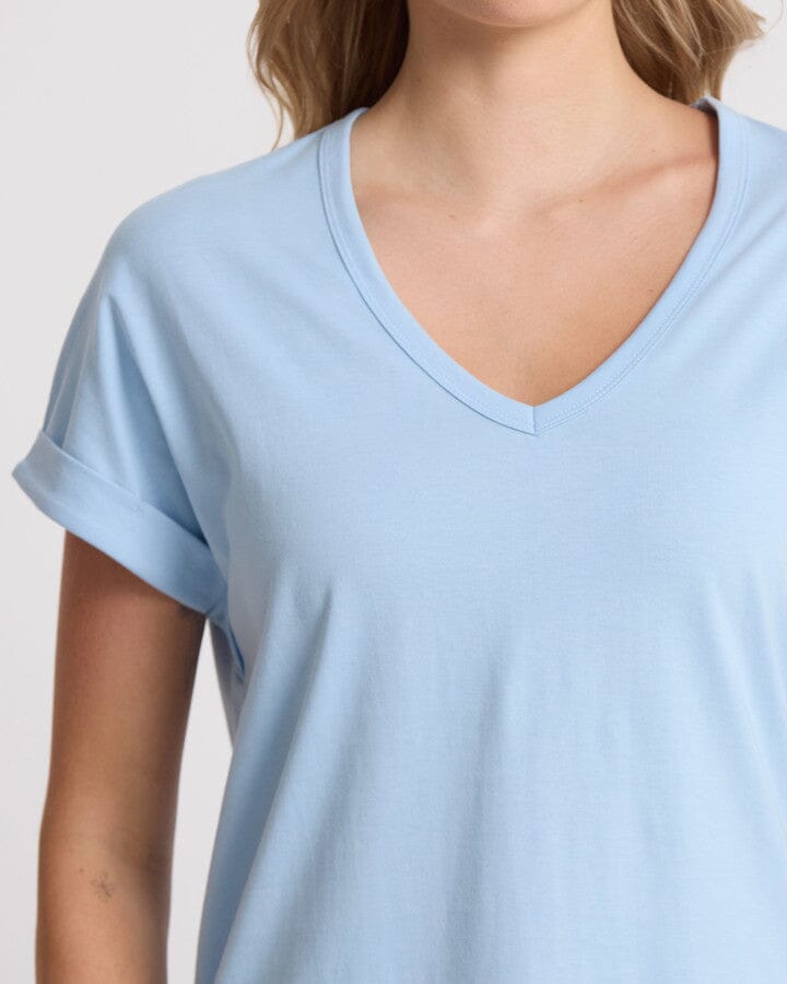 Soho Cuff V Tee Sky