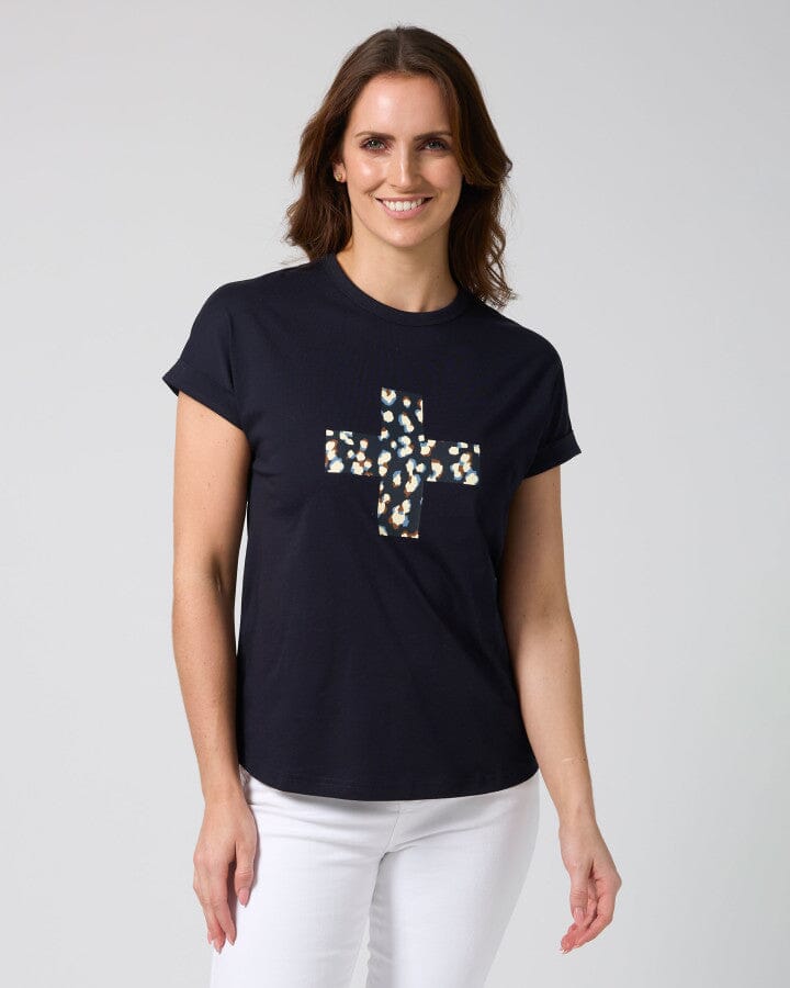Soho Tee Leopard Cross Deep Navy