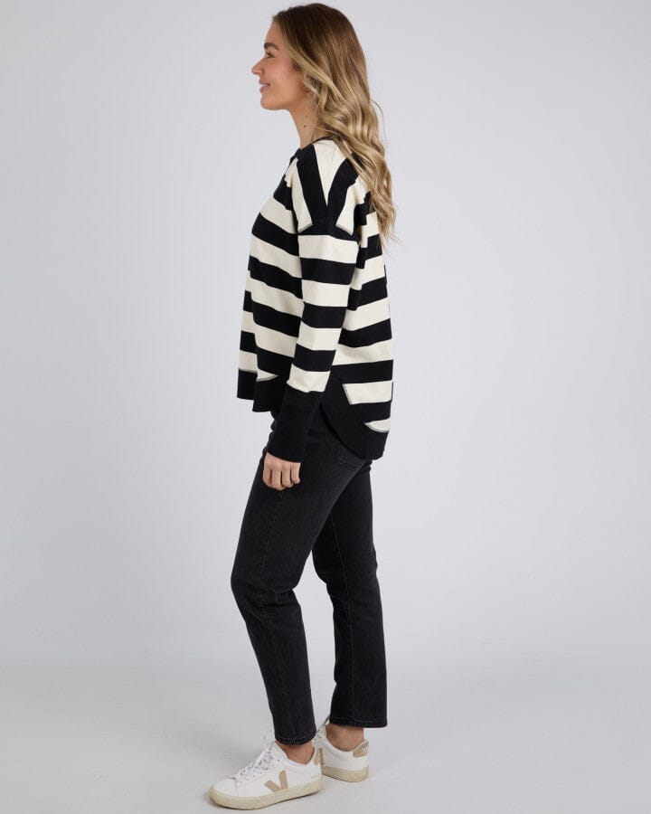 STRIPED DELILAH CREW BLK & VWHT STR