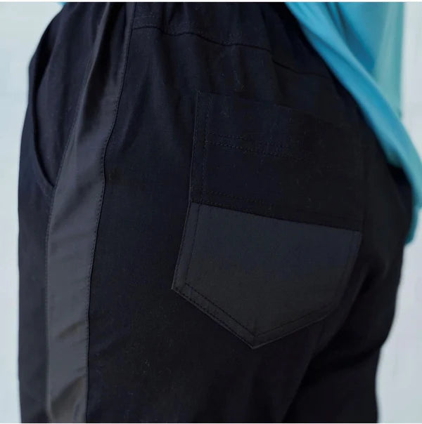 Essential Pant Cotton Twill/W Satin Stripe Black.