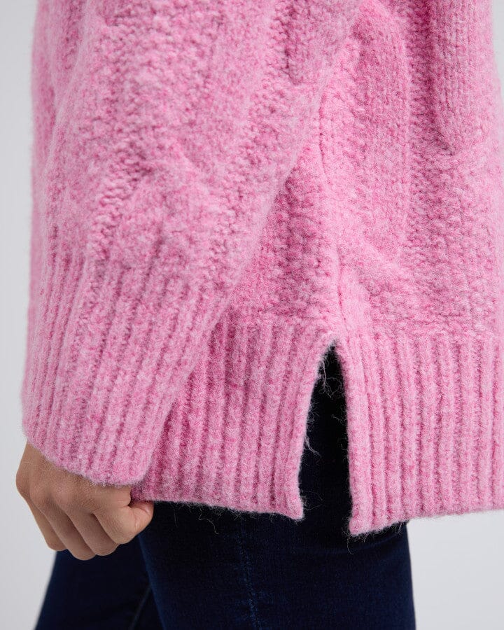 TALLULAH CABLE KNIT PINK GERANIUM