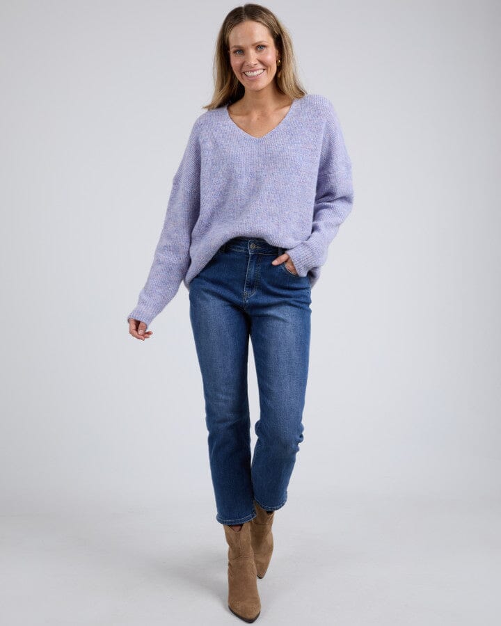 VERITY V NECK KNIT DUSTY LILAC