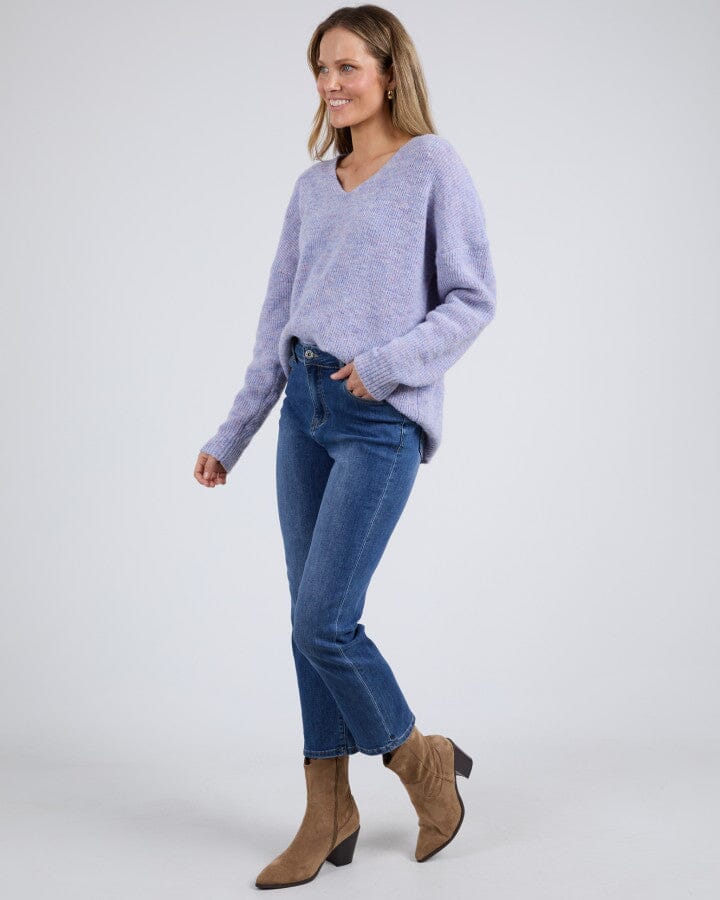 VERITY V NECK KNIT DUSTY LILAC