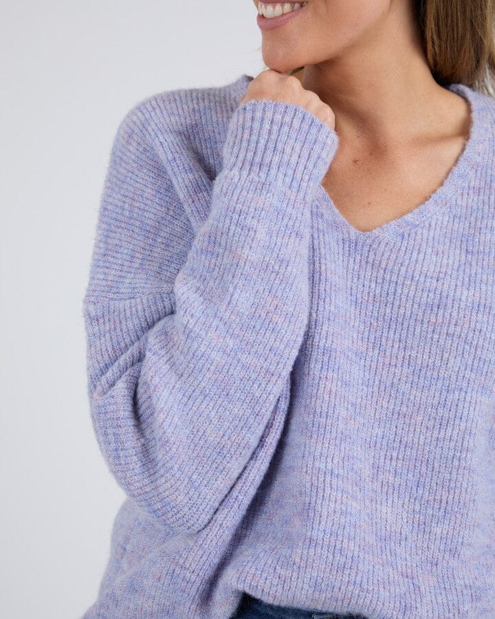VERITY V NECK KNIT DUSTY LILAC