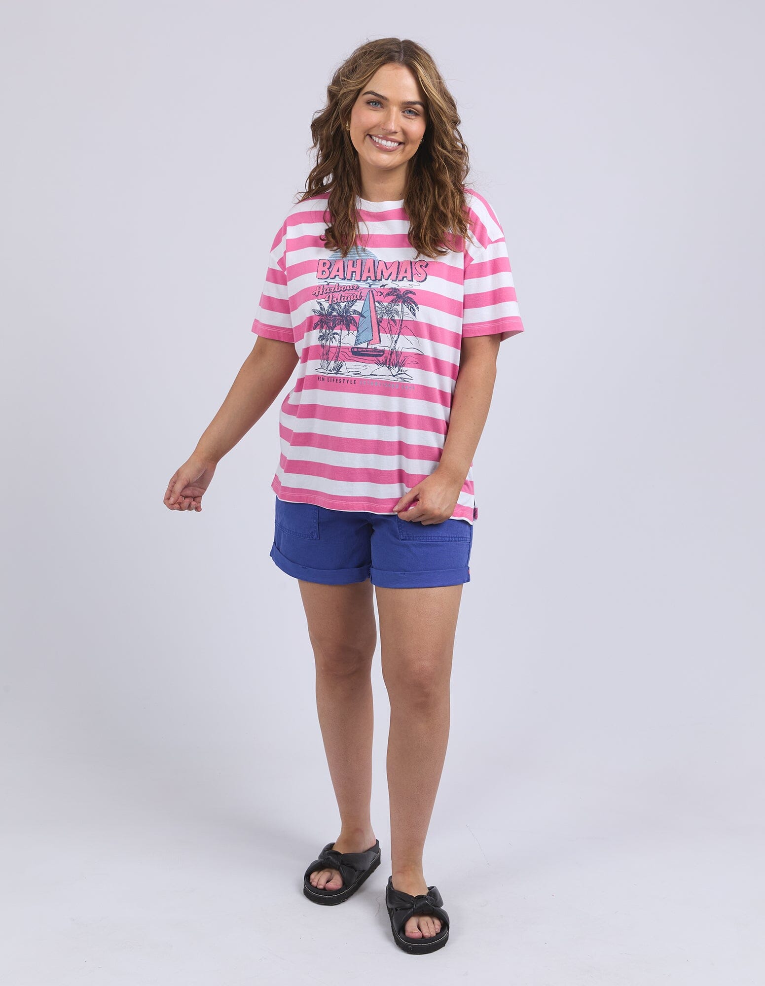 Viaggio Tee Pink Stripe