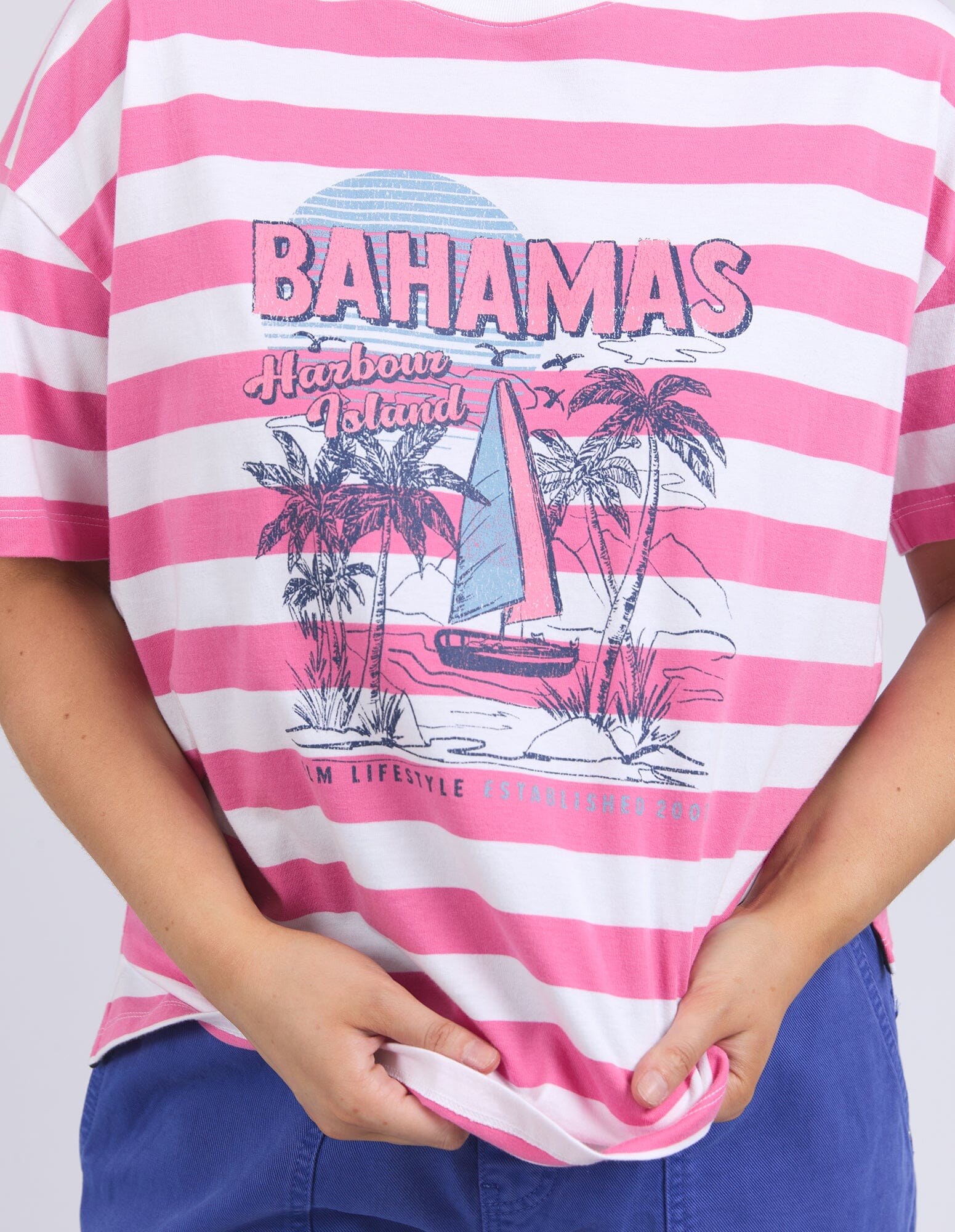 Viaggio Tee Pink Stripe